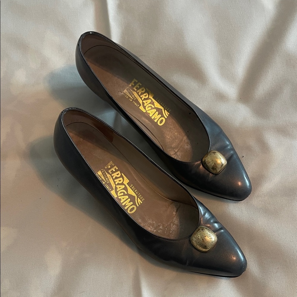 Salvatore Ferragamo Vintage Black Leather Women's Shoes